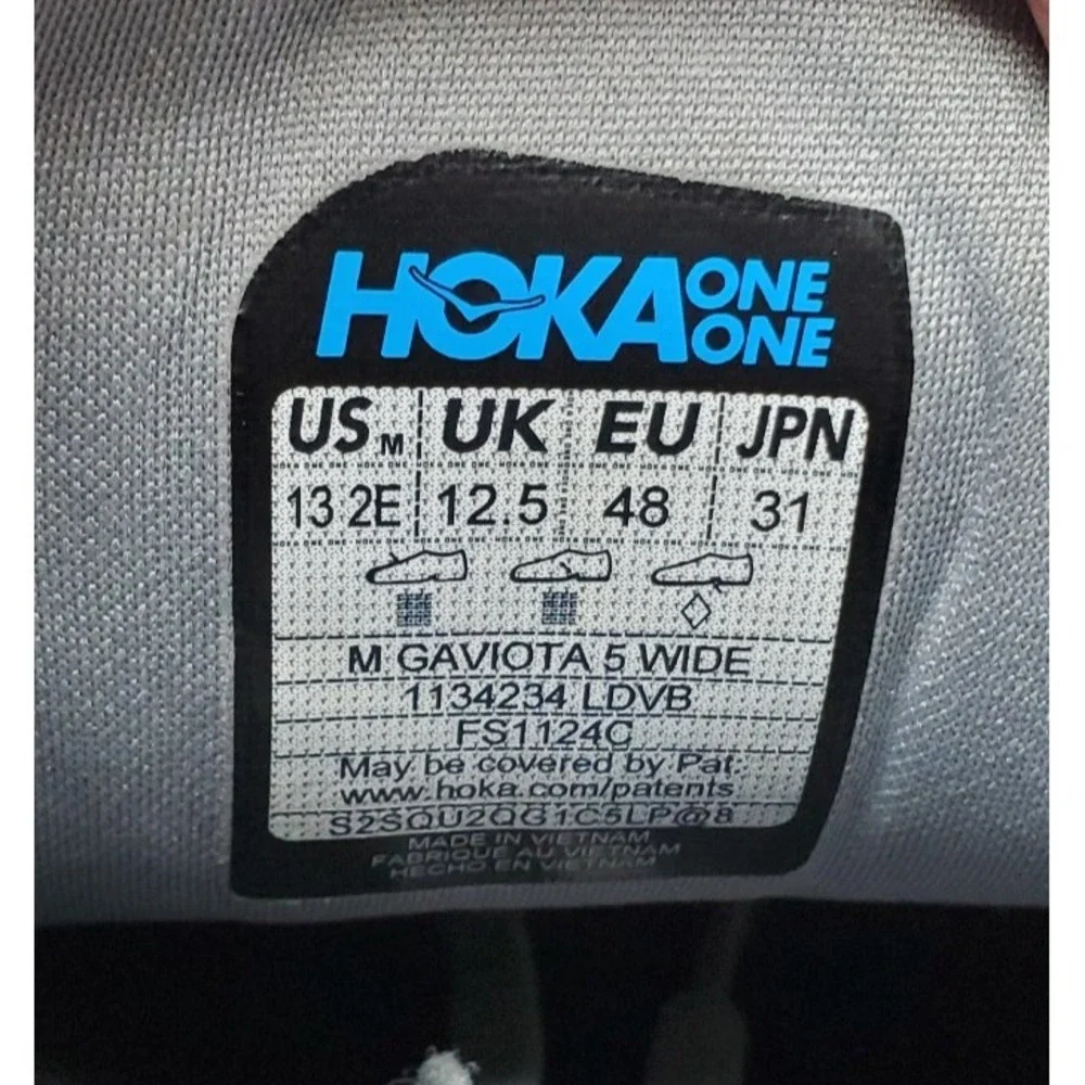 Hoka One One Gaviota 5 Shoes Mens 13 2E WIDE Grey Blue Walking Running Sneaker